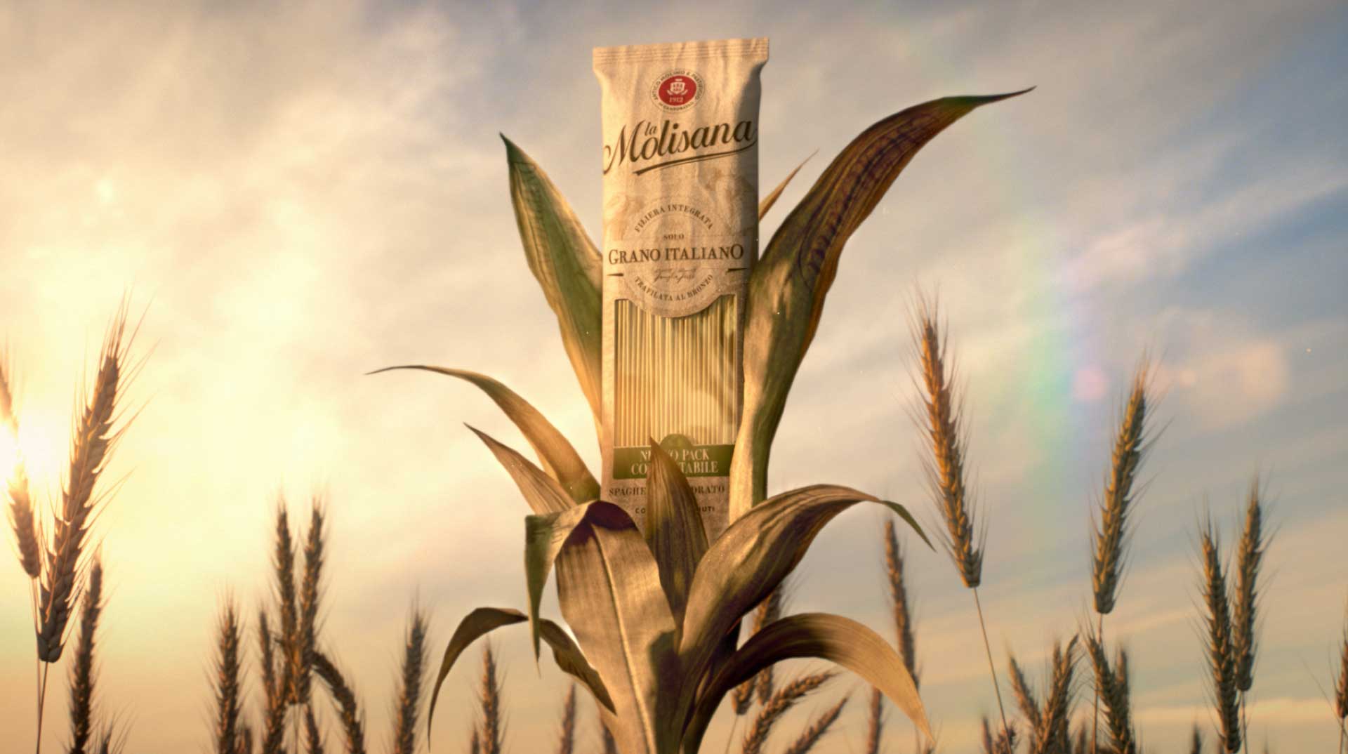 La Molisana lancia il pack 100% compostabile. EDI firma il concept e la produzione del video full CG